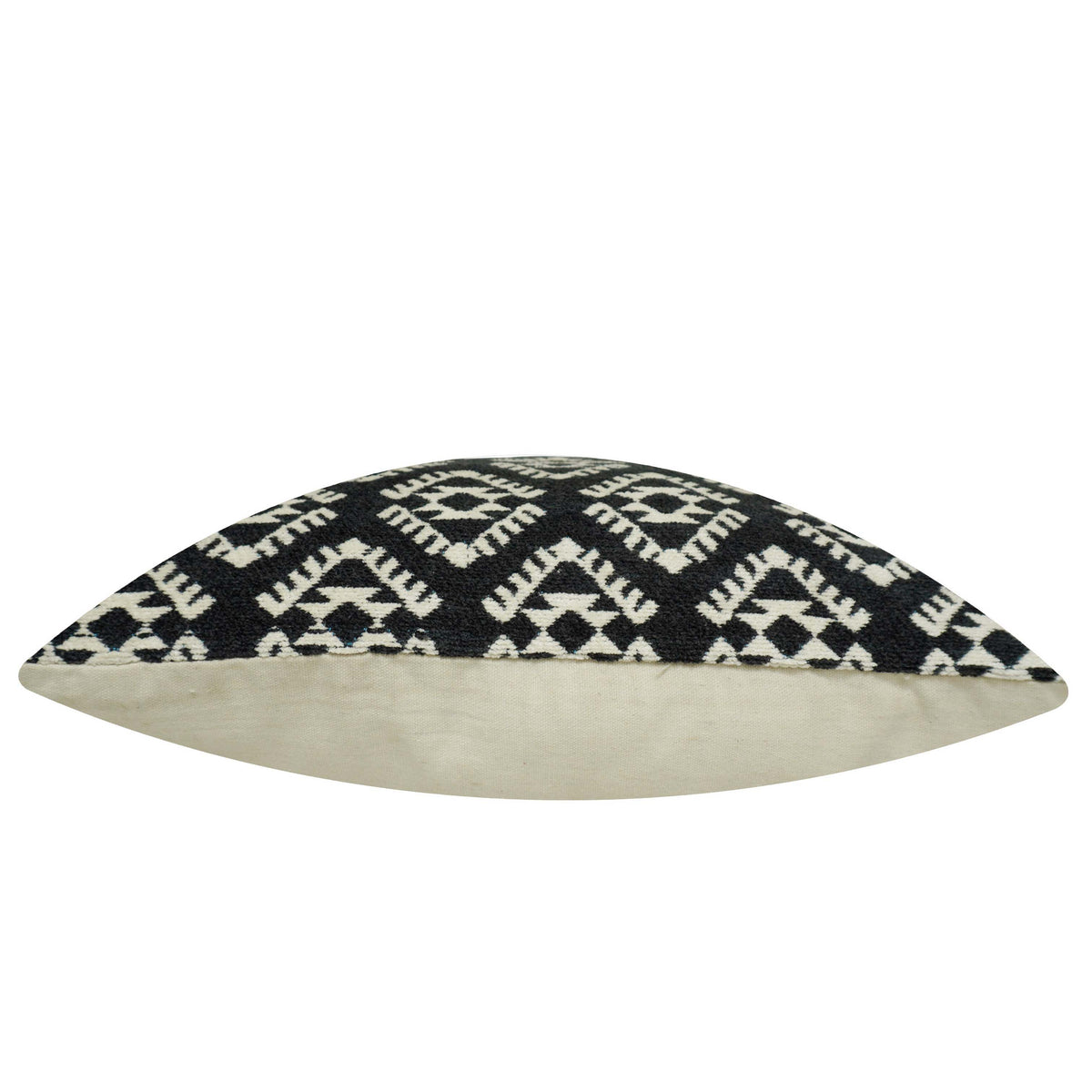 Black & Ivory Geometric Jacquard Cushion Cover 45x45 cm | Woven Cotton Decorative Throw Pillow Cover | Modern Boho Sofa Cushion Cover with Hidden Zip