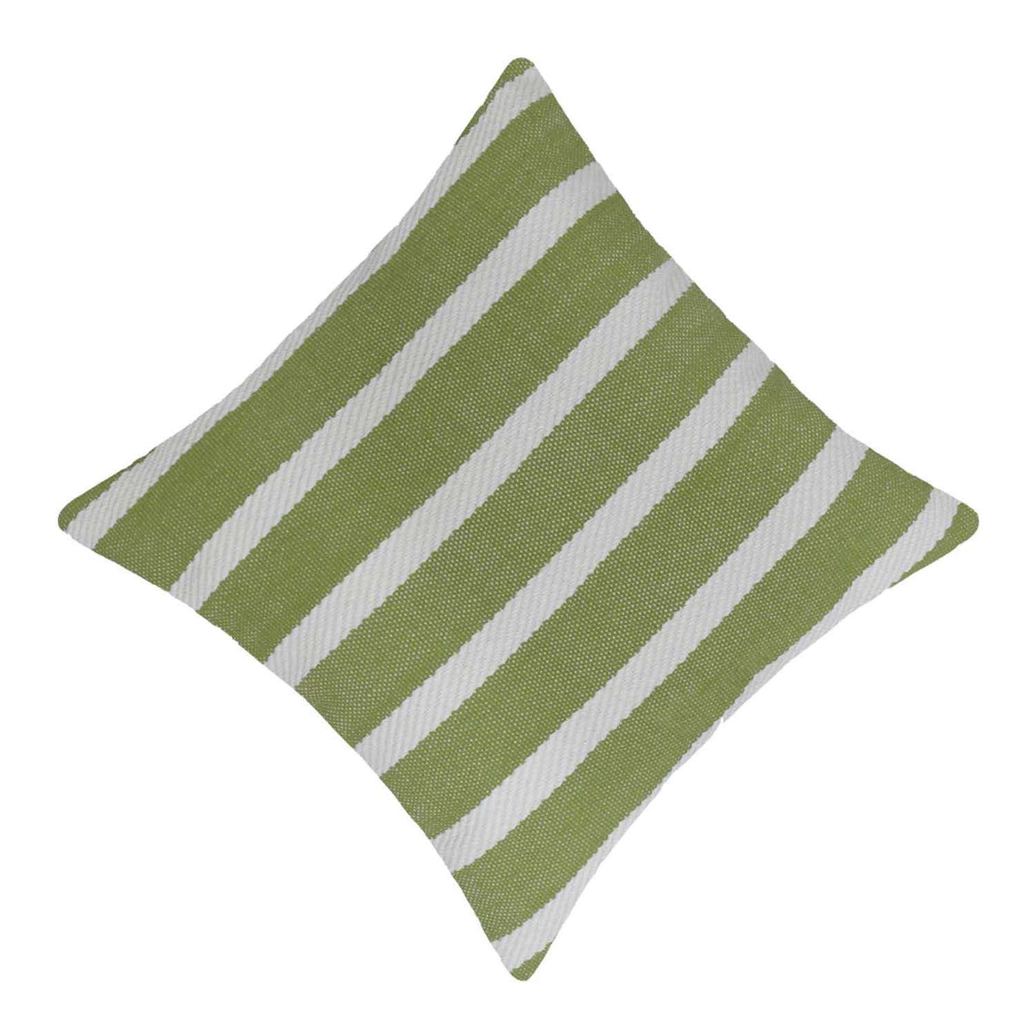 Handwoven Cotton Cushion Cover – Green & White Striped Textured Design, 45 x 45 cm