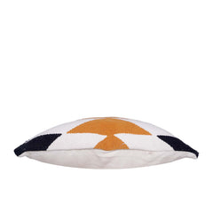 Handwoven Geometric Cotton Cushion Cover 45x45 cm | Modern Tribal Pattern Cushion Cover | Black, Ivory & Mustard Decorative Throw Pillow Cover