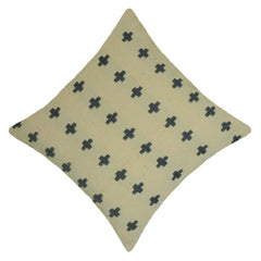 Handwoven Cotton Cushion Cover 45x45 cm – Beige & Black Plus Pattern | Textured Boho Accent Pillow Cover