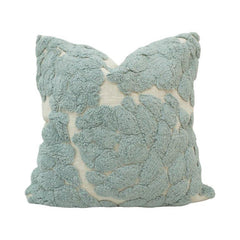 Sage Green Leaf Tufted Cotton Cushion Cover | Textured Botanical Throw Pillow Cover | 45 x 45 cm