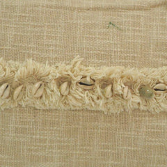 Boho Shell Fringe Cushion Cover – Handcrafted Textured Cotton Lumbar Pillow | 35 x 50 cm