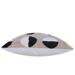 Beige and black abstract geometric jacquard cushion cover 45x45 cm