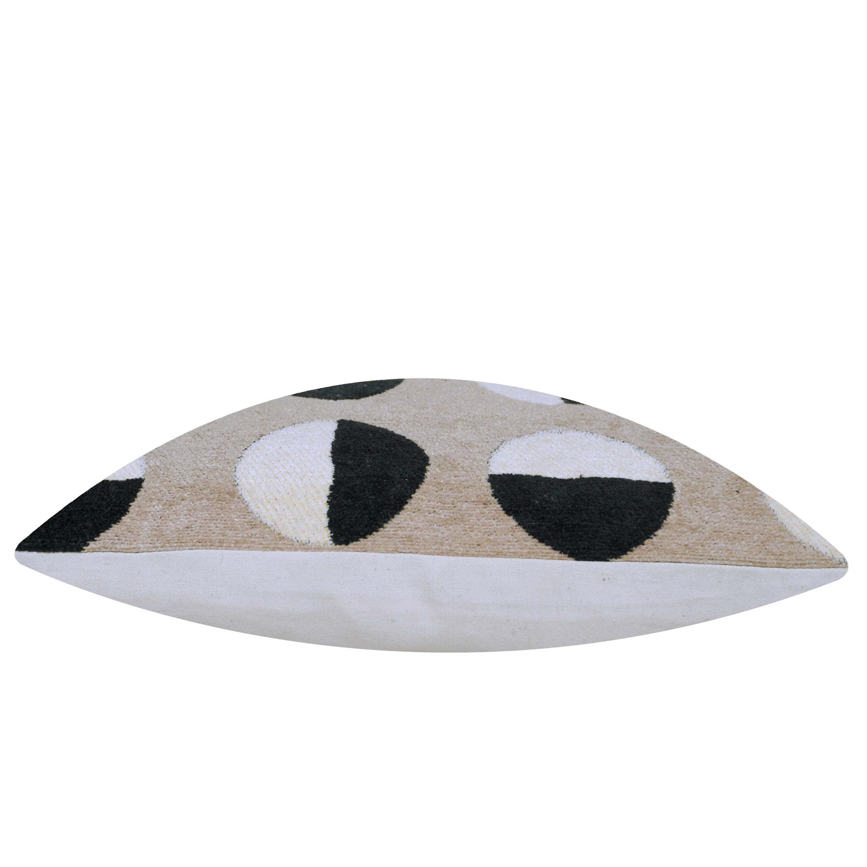 Beige and black abstract geometric jacquard cushion cover 45x45 cm