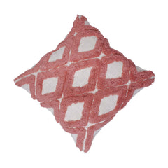 Handmade Tufted Cotton Cushion Cover 45x45 cm – Blush Pink Geometric Diamond Pattern Decorative Throw Pillow Cover