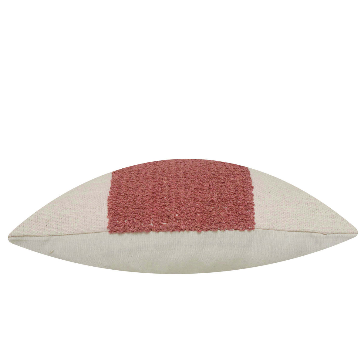 Rust rose and natural striped textured handmade cotton cushion cover 45x45 cm