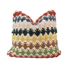 Boho Geometric Tufted Cotton Cushion Cover 45x45 cm | Multicolor Handcrafted Textured Throw Pillow Cover