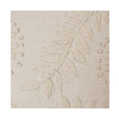 Ivory Floral Embroidered Cotton Cushion Cover | Elegant Textured Throw Pillow Case (18x18 Inch)
