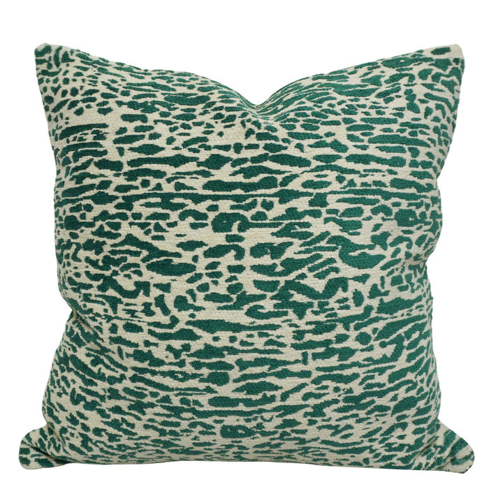 Handwoven Jacquard Cotton Cushion Cover 45x45 cm – Green & Ivory Abstract Pattern Decorative Throw Pillow Cover with Hidden Zipper | Modern Sofa & Living Room Cushion Cover