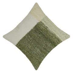 Handwoven Olive Green & Ivory Textured Cushion Cover – 45 x 45 cm | Modern Two-Tone Accent Pillow Cover