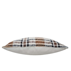 Handwoven Cotton Checkered Cushion Cover 45x45 cm | Woven Plaid Decorative Throw Pillow Cover | Soft Cotton Sofa & Bed Cushion Cover with Hidden Zipper