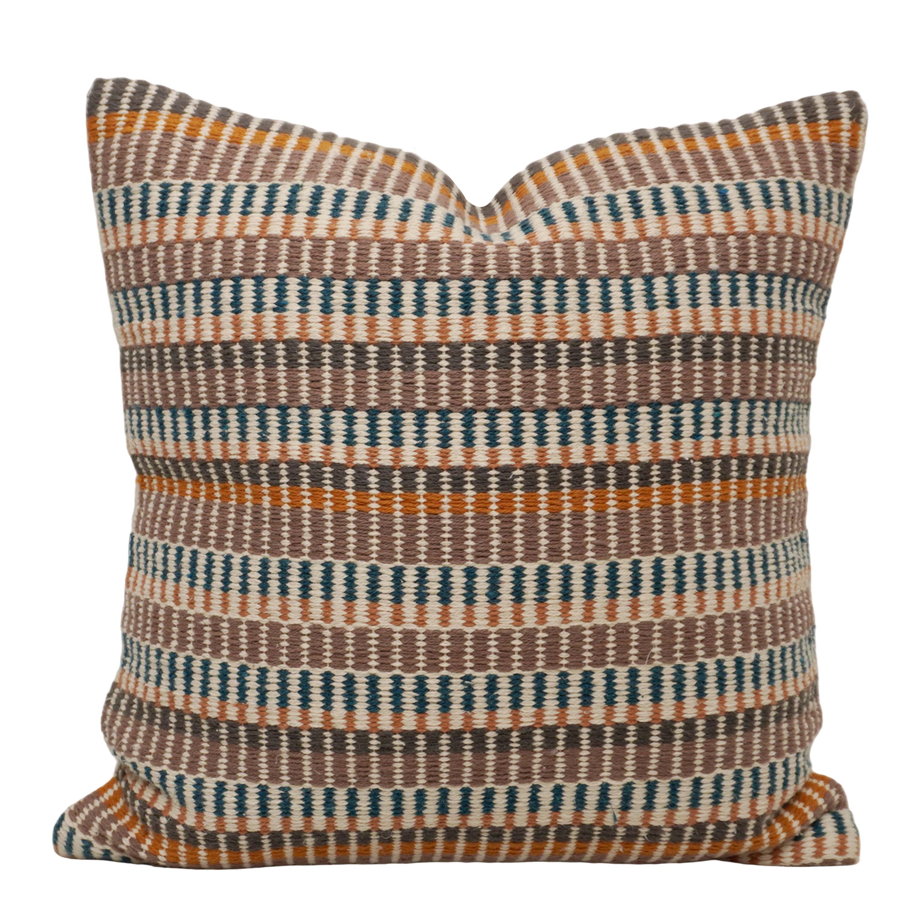 Handwoven Cotton Cushion Cover 45x45 cm | Multicolor Striped Woven Throw Pillow Cover | Boho Farmhouse Decorative Cushion Cover | Hidden Zipper