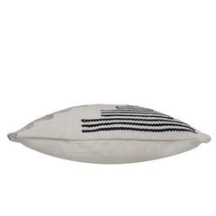 Handwoven Cotton Cushion Cover 45x45 cm | Modern Geometric Woven Cushion Cover | Black & Ivory Decorative Throw Pillow Cover | Hidden Zip | Sofa & Bed Décor