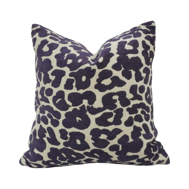 Navy Blue Leopard Print Jacquard Cotton Cushion Cover | 45 x 45 cm | Modern Animal Pattern Decorative Pillow Cover - Bulk manufacturer & supplier from Panipat, India