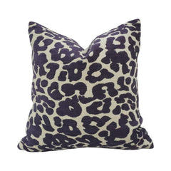 Navy Blue Leopard Print Jacquard Cotton Cushion Cover | 45 x 45 cm | Modern Animal Pattern Decorative Pillow Cover