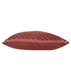 Handwoven Cotton Chindi Cushion Cover 45x45 cm | Textured Rust Decorative Throw Pillow Cover | Boho Handmade Woven Cushion Cover with Concealed Zipper