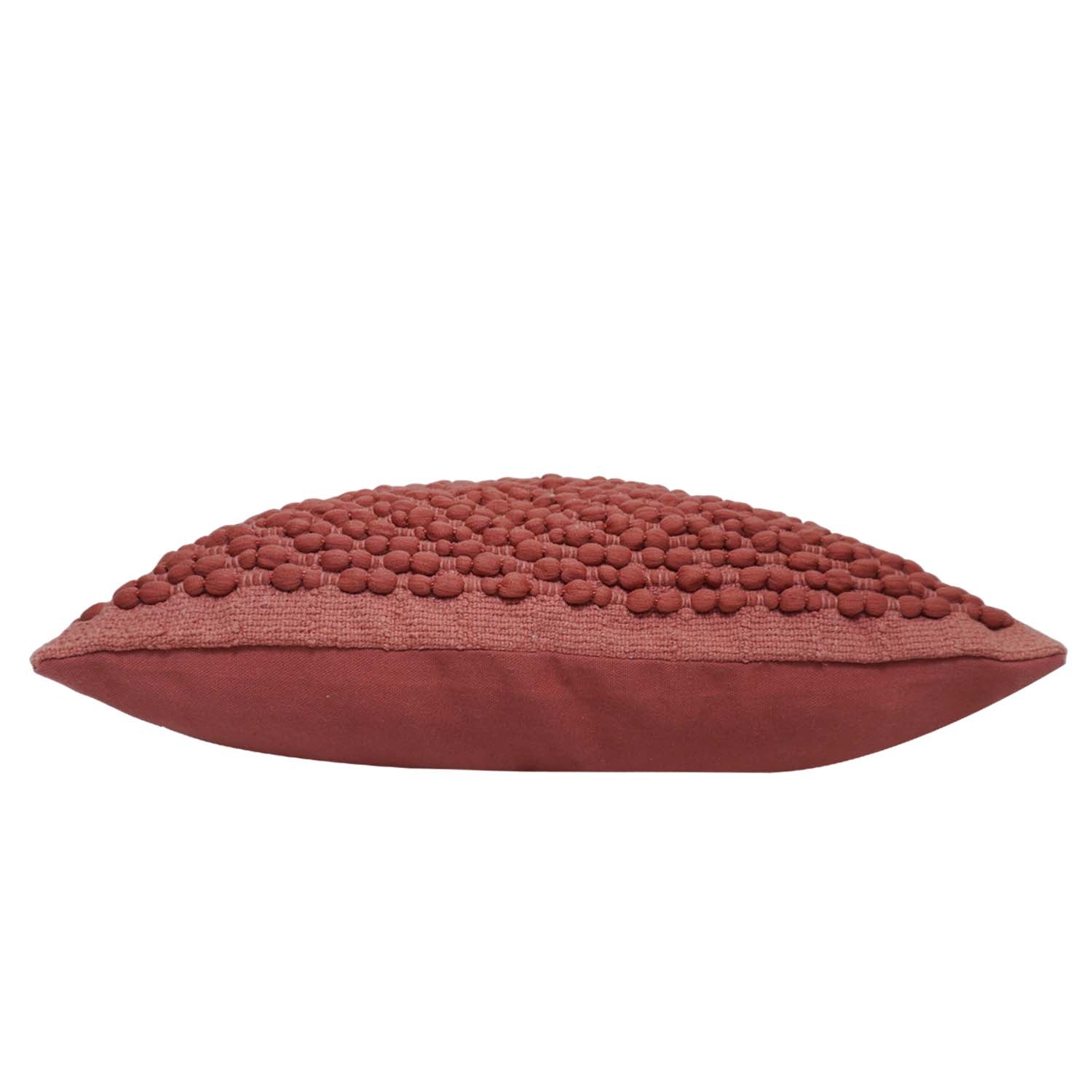 Handwoven Cotton Chindi Cushion Cover 45x45 cm | Textured Rust Decorative Throw Pillow Cover | Boho Handmade Woven Cushion Cover with Concealed Zipper