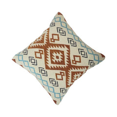 Handmade Aztec Embroidered Cotton Cushion Cover | 45x45 cm Boho Geometric Pillow Cover | Tribal Decorative Cushion