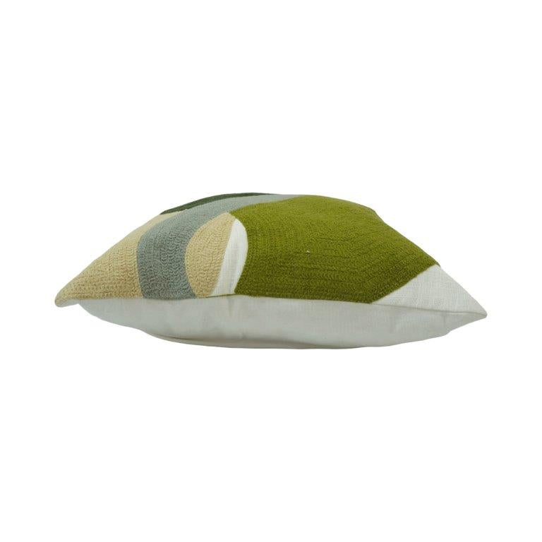 Abstract Embroidered Cotton Cushion Cover 45x45 cm | Modern Wave Design Decorative Pillow Cover