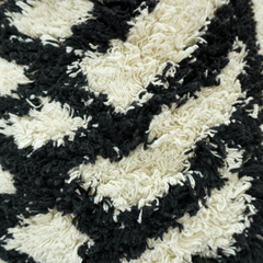 Zebra Tufted Cotton Cushion Cover | Black & Ivory Textured Pillow Cover | 45x45 cm