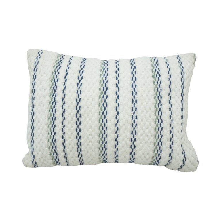 Handmade Striped Cotton Cushion Cover | Textured Woven Lumbar Pillow | 35 x 50 cm - Bulk manufacturer & supplier from Panipat, India