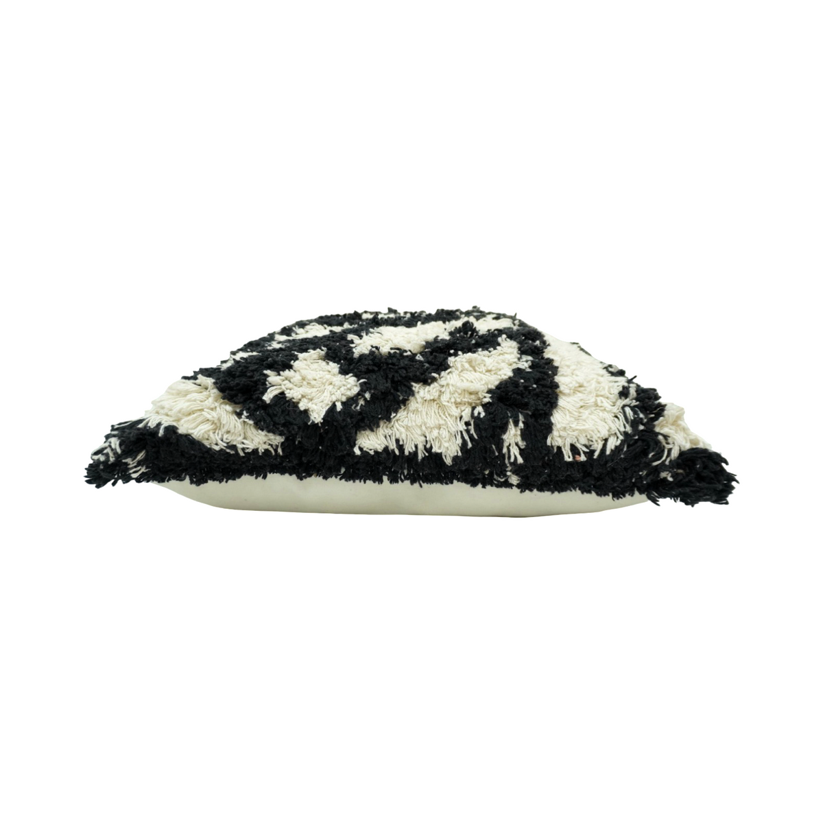 Zebra Tufted Cotton Cushion Cover | Black & Ivory Textured Pillow Cover | 45x45 cm - Bulk manufacturer & supplier from Panipat, India