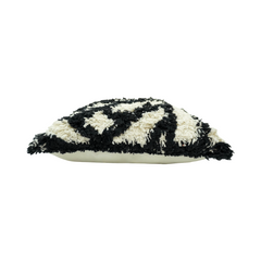 Zebra Tufted Cotton Cushion Cover | Black & Ivory Textured Pillow Cover | 45x45 cm