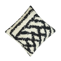 Zebra Tufted Cotton Cushion Cover | Black & Ivory Textured Pillow Cover | 45x45 cm