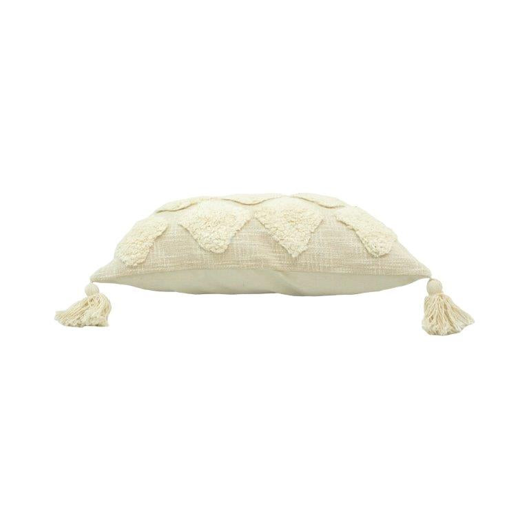 Tufted Cotton Cushion Cover with Tassels – Textured Diamond Design | 35 x 50 cm | Boho Decorative Pillow Cover - Bulk manufacturer & supplier from Panipat, India