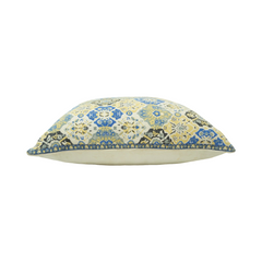 Blue & Yellow Floral Printed Cotton Cushion Cover – 45x45 cm Decorative Sofa Cushion