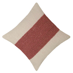 Rust rose and natural striped textured handmade cotton cushion cover 45x45 cm