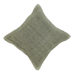 Handmade Textured Cushion Cover with Hand Embroidered Corner Border, Sage Green, 45 x 45 cm