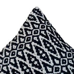 Hadmaddee Geometric Woven Cotton Cushion Cover 45x45 cm | Black & White Tribal Pattern Decorative Pillow Cover