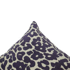 Navy Blue Leopard Print Jacquard Cotton Cushion Cover | 45 x 45 cm | Modern Animal Pattern Decorative Pillow Cover