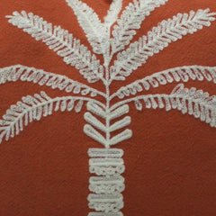 Terracotta Palm Tree Embroidered Cotton Cushion Cover with Tassels – 45x45 cm