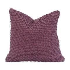 Textured Wine Cotton-Polyester Cushion Cover | Handcrafted Bubble Weave Design | 18x18 Inch Decorative Pillow Cover