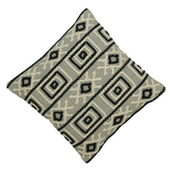 Handwoven Cotton Cushion Cover 45x45 cm | Geometric Tufted Embroidered Throw Pillow Cover | Modern Boho Decorative Cushion Cover | Hidden Zipper | Sage Green & Black