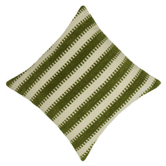 Handwoven Cotton Striped Cushion Cover 45x45 cm – Olive Green & Ivory | Textured Woven Throw Pillow Cover with Concealed Zip | Modern Farmhouse & Scandinavian Home Décor