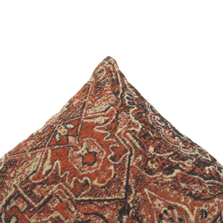 Vintage Persian Jacquard Cushion Cover – Rust & Earthy Tones | 45x45 cm Decorative Sofa Pillow Cover