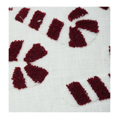 Handcrafted Burgundy Embroidered Cushion Cover on White Cotton | Modern Boho Accent Pillow 45x45 cm