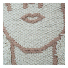 Abstract Face Embroidered Cotton Cushion Cover with Tufted Texture | 45x45 cm | Modern Boho Art Pillow Cover