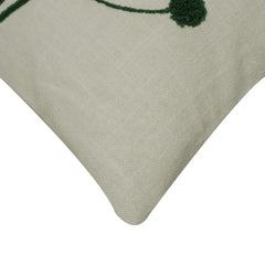 Machine Embroidered Cotton Cushion Cover 45x45 cm | Colorful Floral Pom-Pom Design | Decorative Throw Pillow Cover with Hidden Zipper
