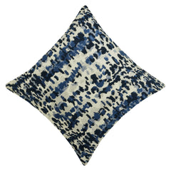Blue & Ivory Abstract Jacquard Cotton Cushion Cover 45x45 cm | Woven Decorative Throw Pillow Cover | Hidden Zipper | Modern Home Décor