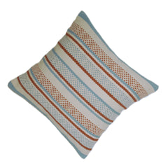 Handwoven Striped Cushion Cover 45x45 cm | Textured Blue & Rust Accent Pillow Cover | Boho Contemporary Home Decor