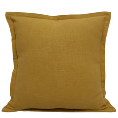 Mustard Yellow Cotton Cushion Cover 45x45 cm | Plain Decorative Throw Pillow Cover with Oxford Border | Hidden Zipper | Sofa & Bed Cushion Cover