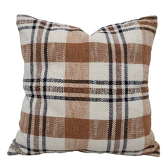 Handwoven Cotton Checkered Cushion Cover 45x45 cm | Woven Plaid Decorative Throw Pillow Cover | Soft Cotton Sofa & Bed Cushion Cover with Hidden Zipper