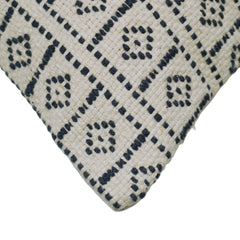 Handwoven Cotton Cushion Cover 35x50 cm – Black & Ivory Geometric Pattern | Boho Decorative Lumbar Pillow Cover
