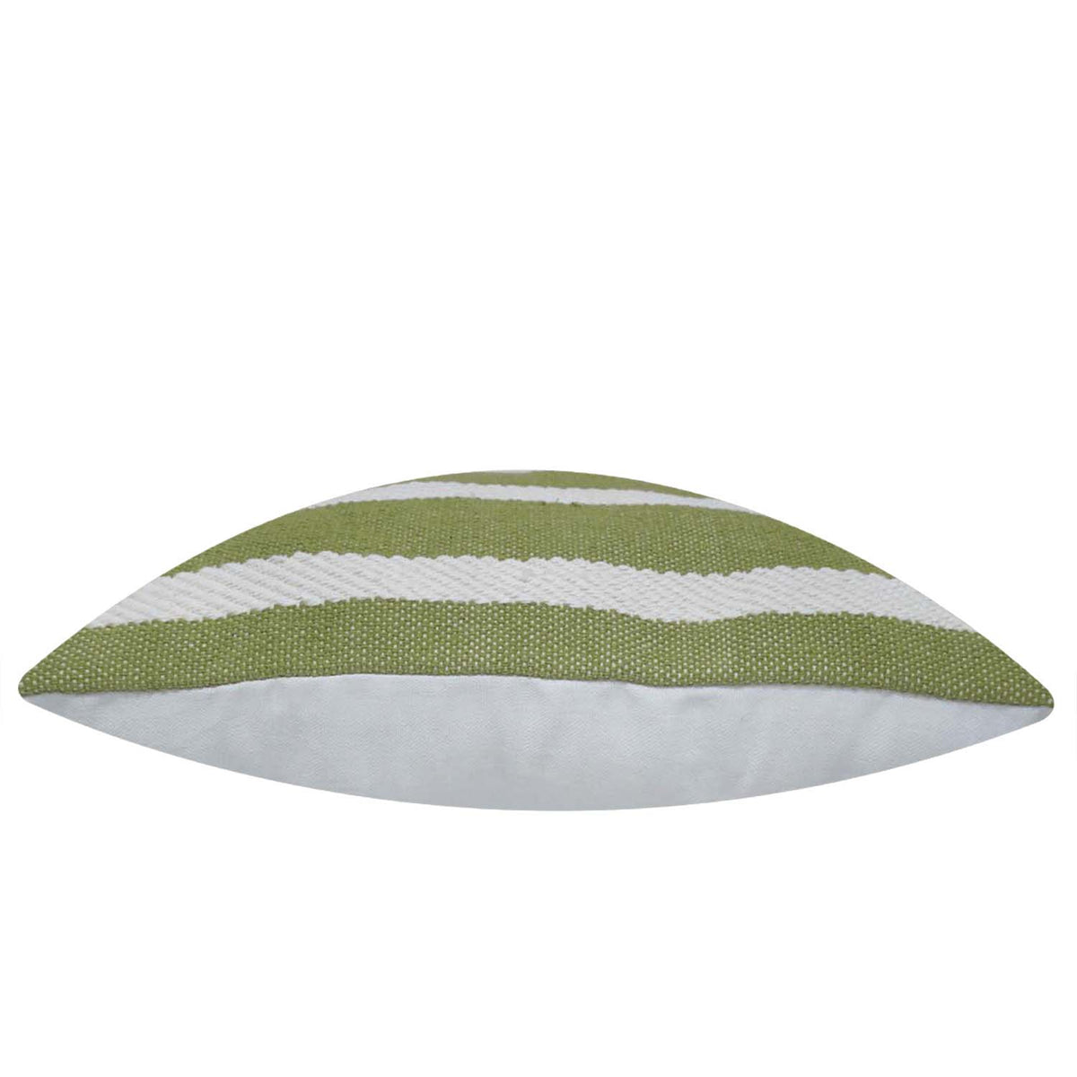 Handwoven Cotton Cushion Cover – Green & White Striped Textured Design, 45 x 45 cm