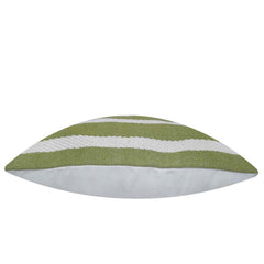 Handwoven Cotton Cushion Cover – Green & White Striped Textured Design, 45 x 45 cm