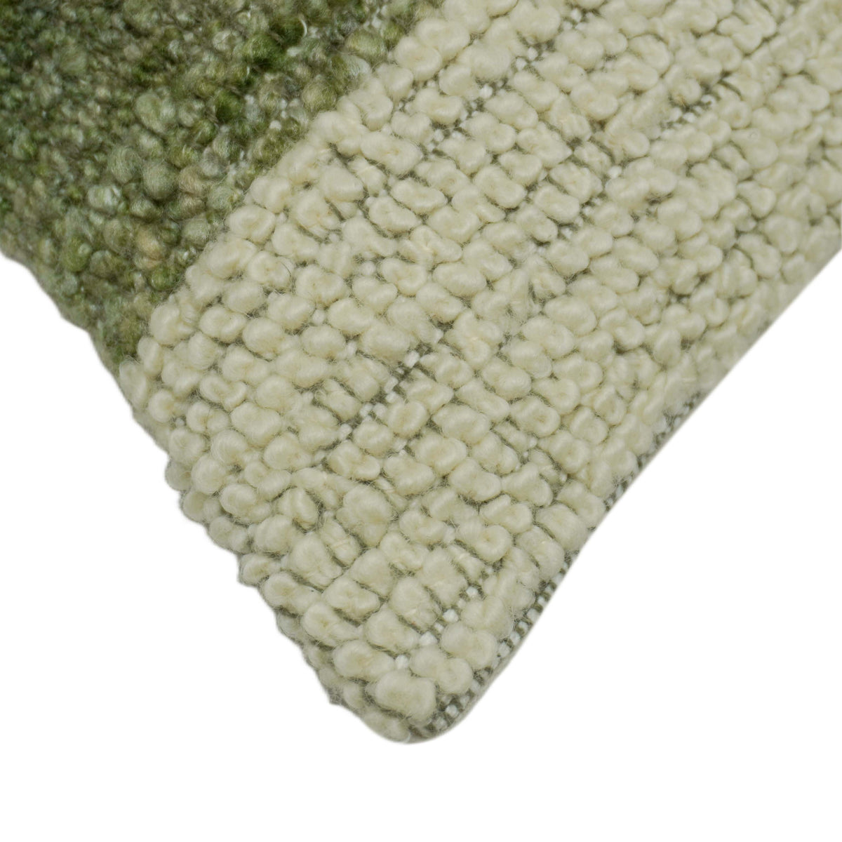 Handwoven Olive Green & Ivory Textured Cushion Cover – 45 x 45 cm | Modern Two-Tone Accent Pillow Cover